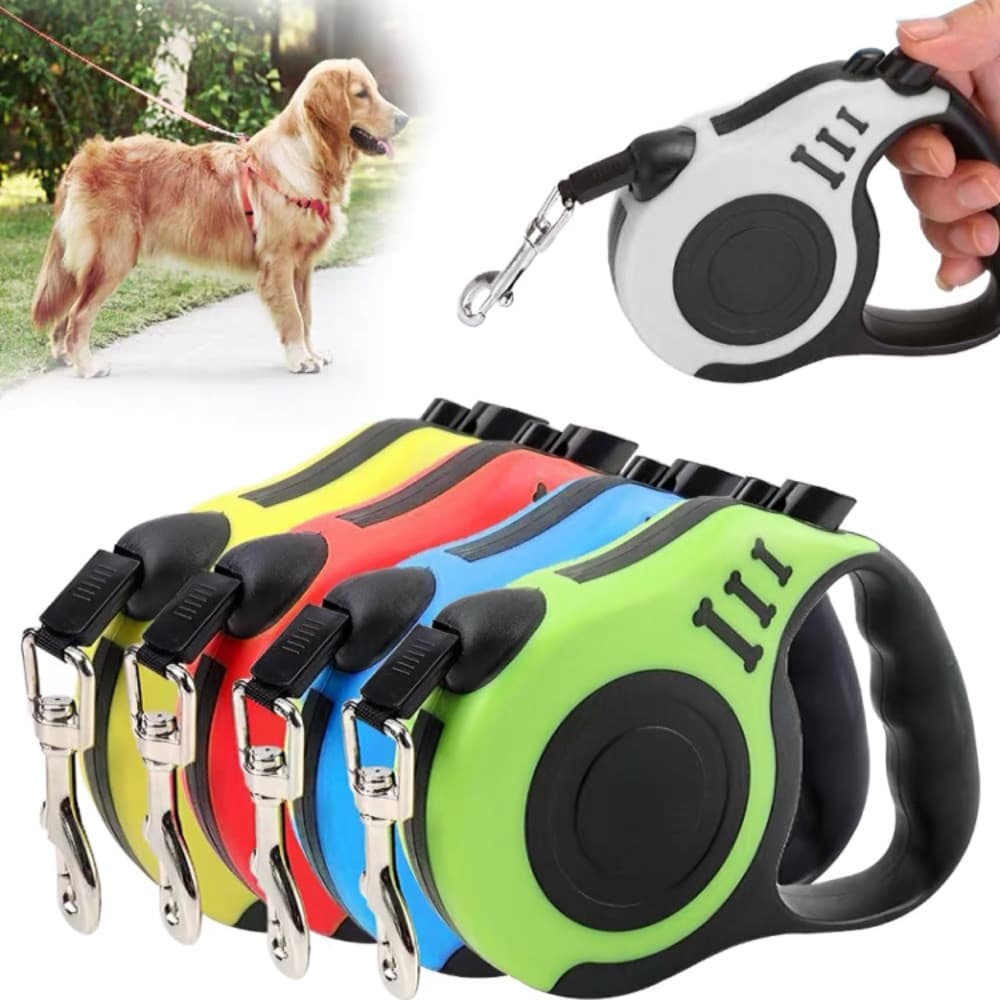 Coleira Guia Retrátil 3/5 Metros Pets Cachorro Cães Gatos Resistente Com Trava Até 11.33kg Envio Imediato