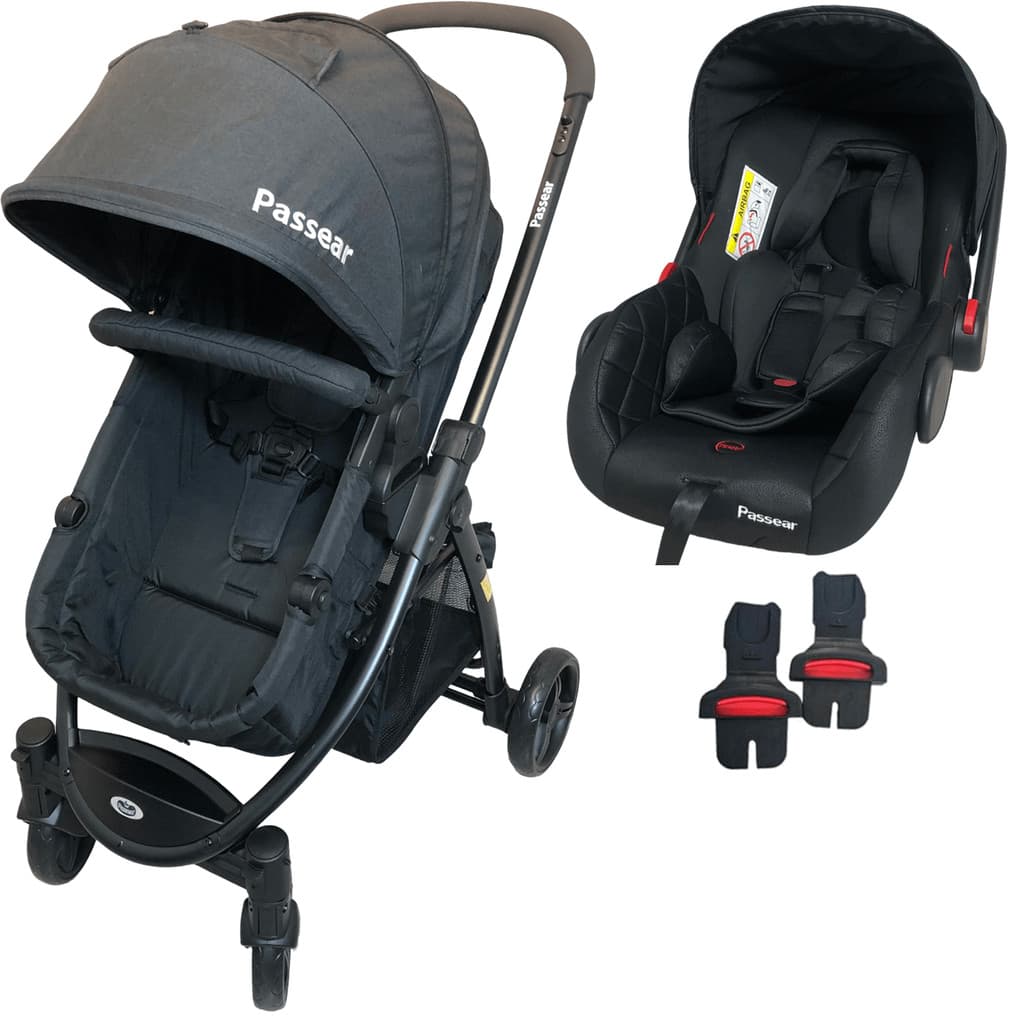 Carrinho de Bebe Bebe Conforto Passear Baby Jupiter 3 em 1 Preto