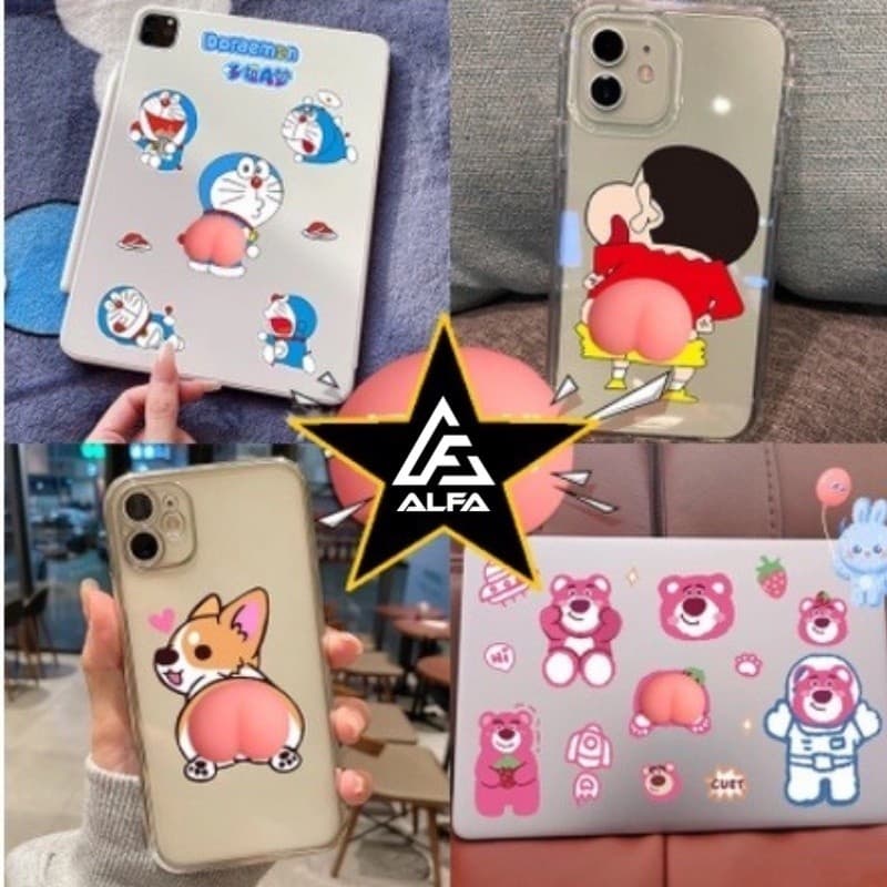2Pçs Adesivo Capinha de Celular Bundinhas 3D Personagens Silicone Anti-Impacto CRAYON BUNDINHAS INCRÍVEL