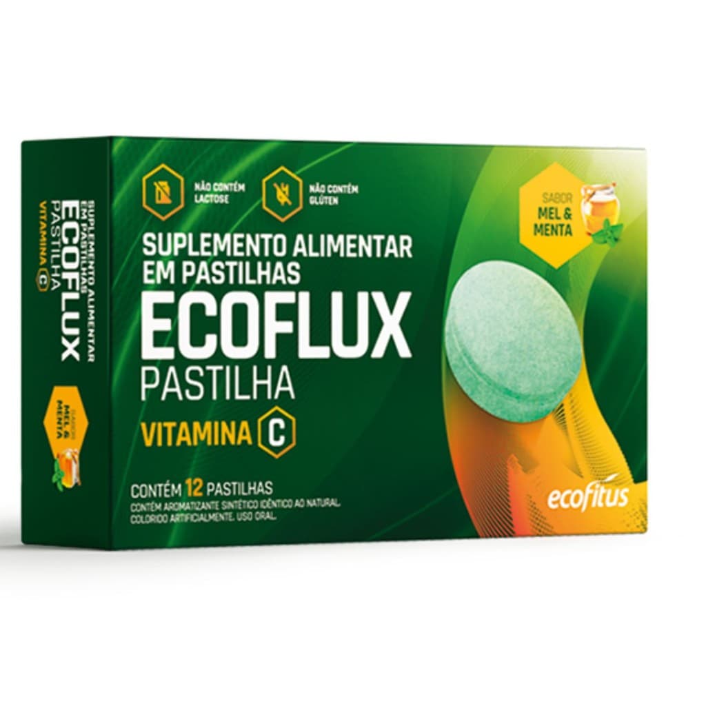 Ecoflux Pastilha Vitamina C -  Sabor Mel e Menta - Suplemento em Pastilhas