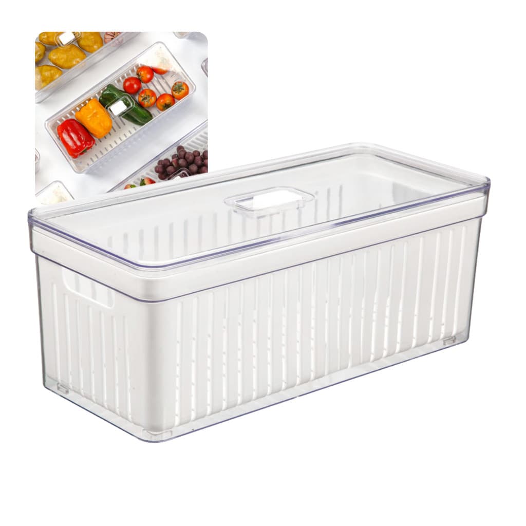 Organizador de Geladeira Retangular 6,8 Litros C/1 Cesto Multiuso Alimentos Verduras Potes de Salada