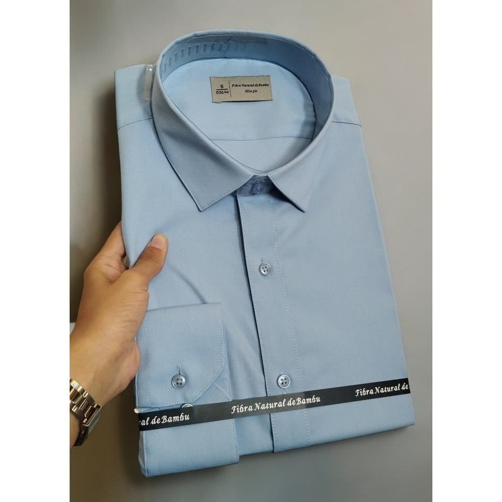 Camisa Social Slim Fit Azul Claro - Fibra de Bambu
