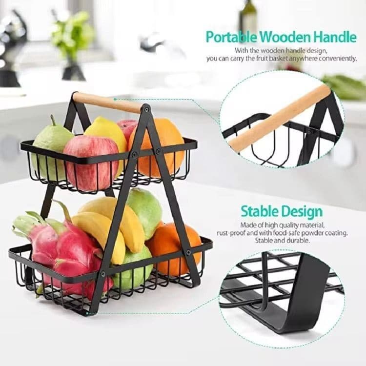 Fruteira de Mesa Premium Aramado Altura Cesta Organizador Multiuso