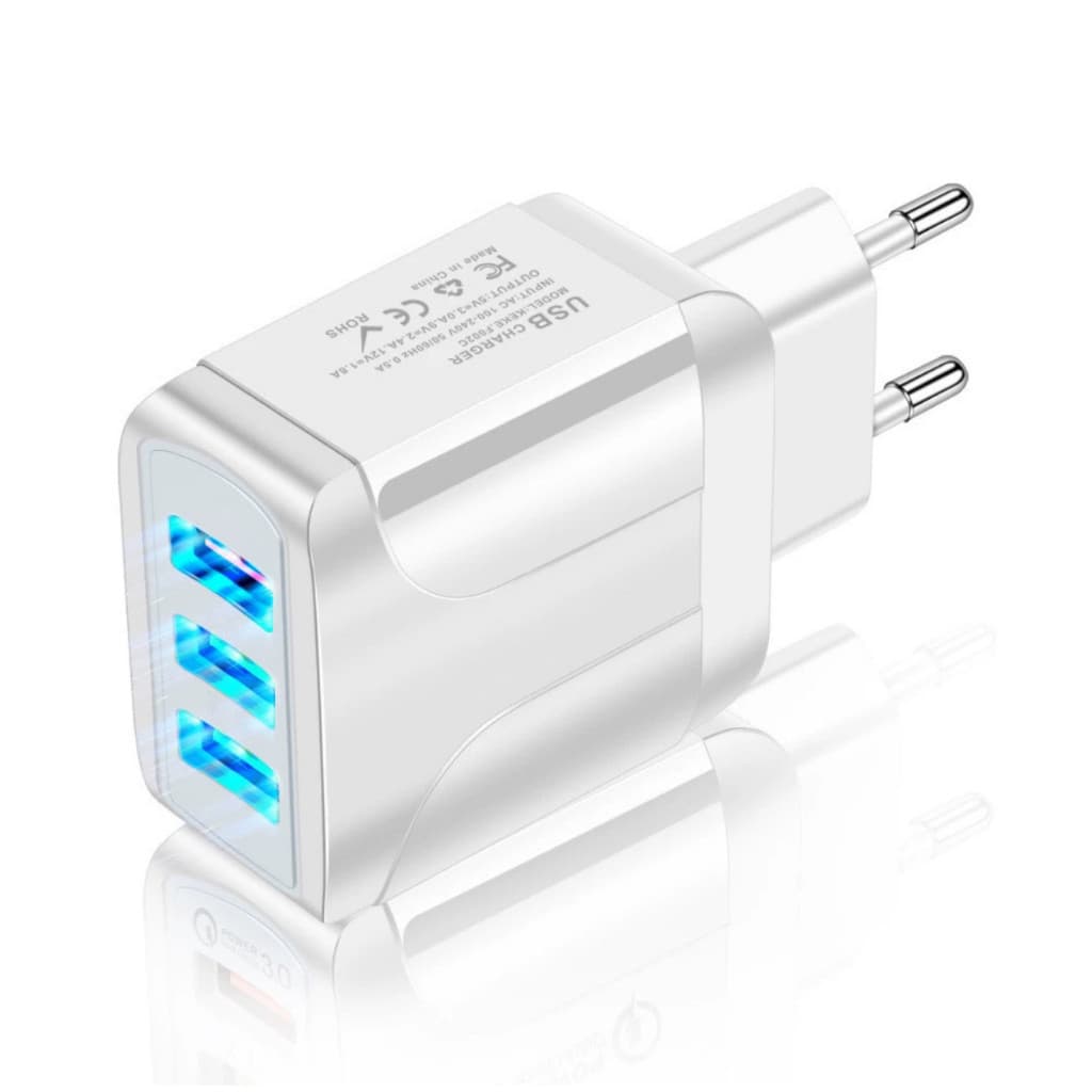 Carregador  3 Usb Entradas Turbo Rápida Fonte Tomada Celular
