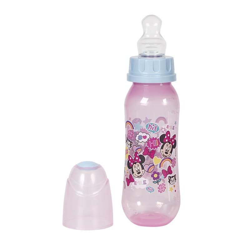Mamadeira Com Bico Ortodontica de Silicone Rosa Minnie 240ml