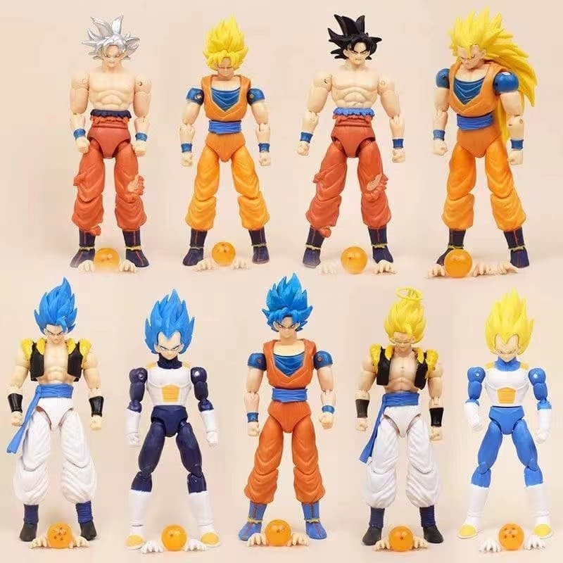 Bonecos Dragon Ball Super 15 cm Articulados Goku Instinto/Vegeta SSJ/Gogeta Blue/Vegetto P. Entrega