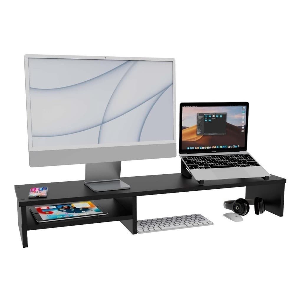 Suporte Dois Monitores Mesa Elevado Setup Gamer MDF