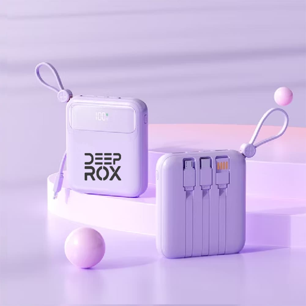 Power Bank 10000mah Carregamento Turbo Super Rápido Com Cabo Tipo C V8 e Lightning