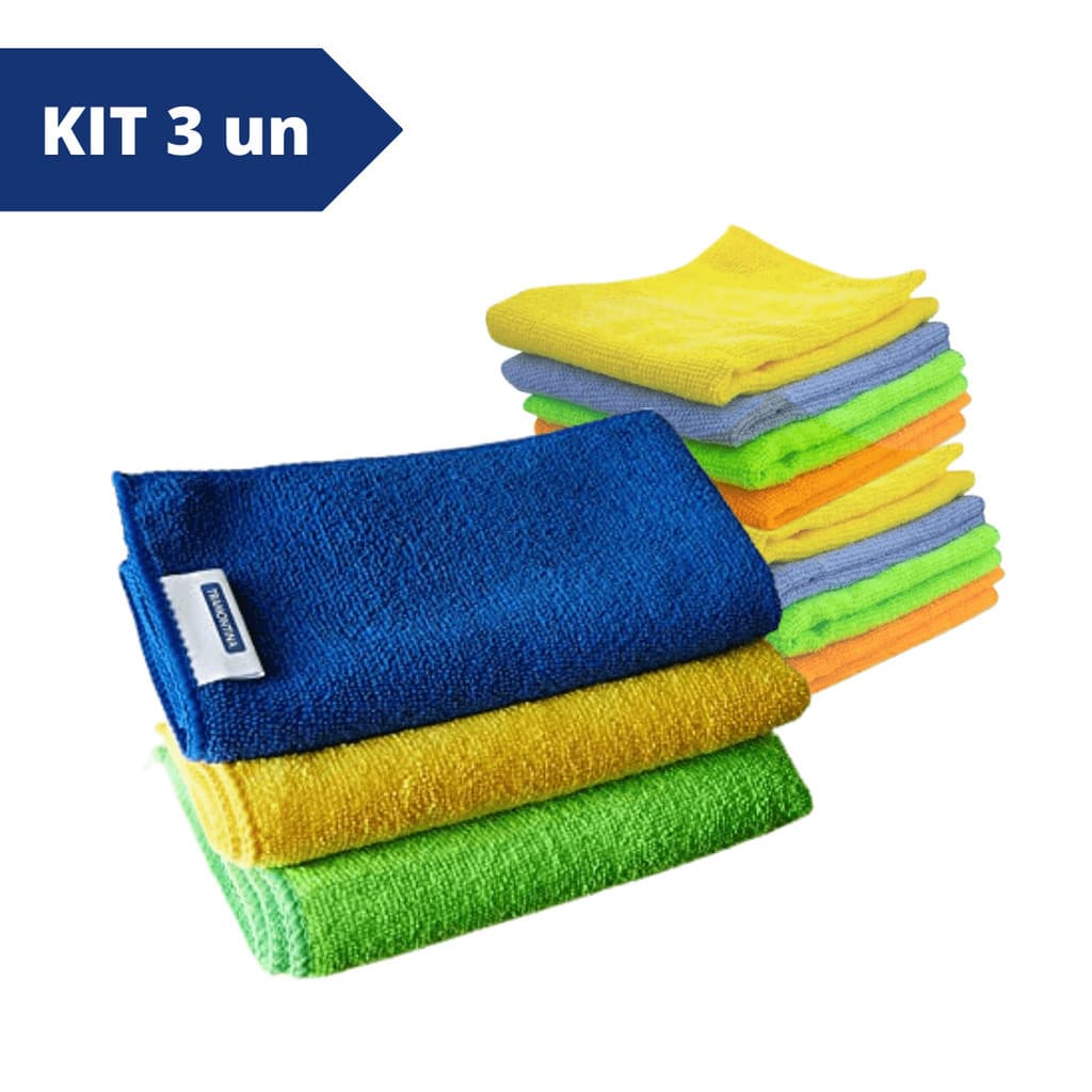 Kit 3 Pano Microfibra Flanela Colorida Não Risca Multiuso Para Limpeza de Carro Vidro Móveis Box Eletronicos Oculos Não Solta Fiapo Alta Absorção Top