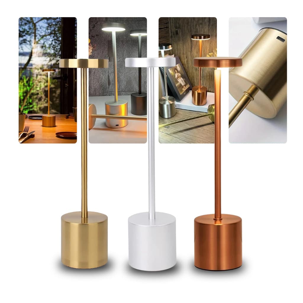Mini Luminária de mesa LED luminária de mesa com bateria em formato de I regulável com 3 níveis de brilho, luminária de 