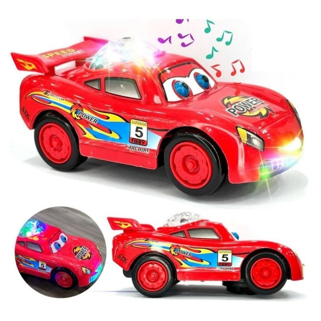 Carrinho Infantil Mexe Olho e Lingua Com Sensor Bate e Volta Com Som e Luz