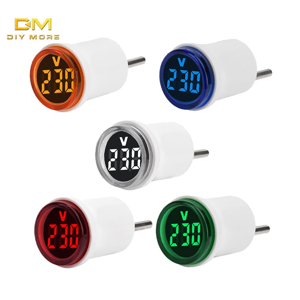 DIYMORE AC 220V 30mm Conector Redondo Ue LED Indicador Digital De Voltagem Voltímetro De Linha De Energia Monitor De Teste De Tensão 50 ~ 500V