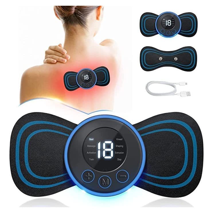 Massageador Elétrico Portátil EMS: Alívio Eficiente para Dores Musculares e Cervicais, Compacto e Prático