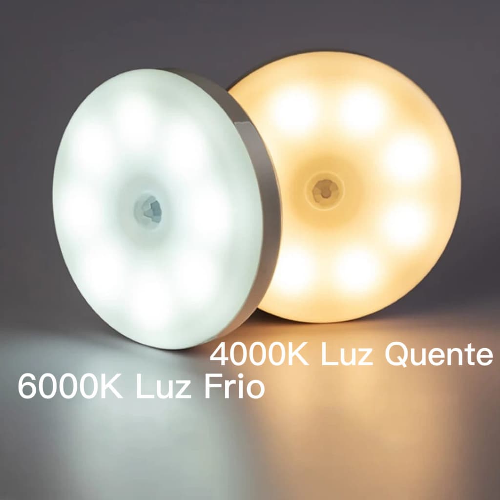 Luminárias Lâmpada Led Sem fio com Sensor Presença recarregável LUZ FRIO/LUZ QUENTE