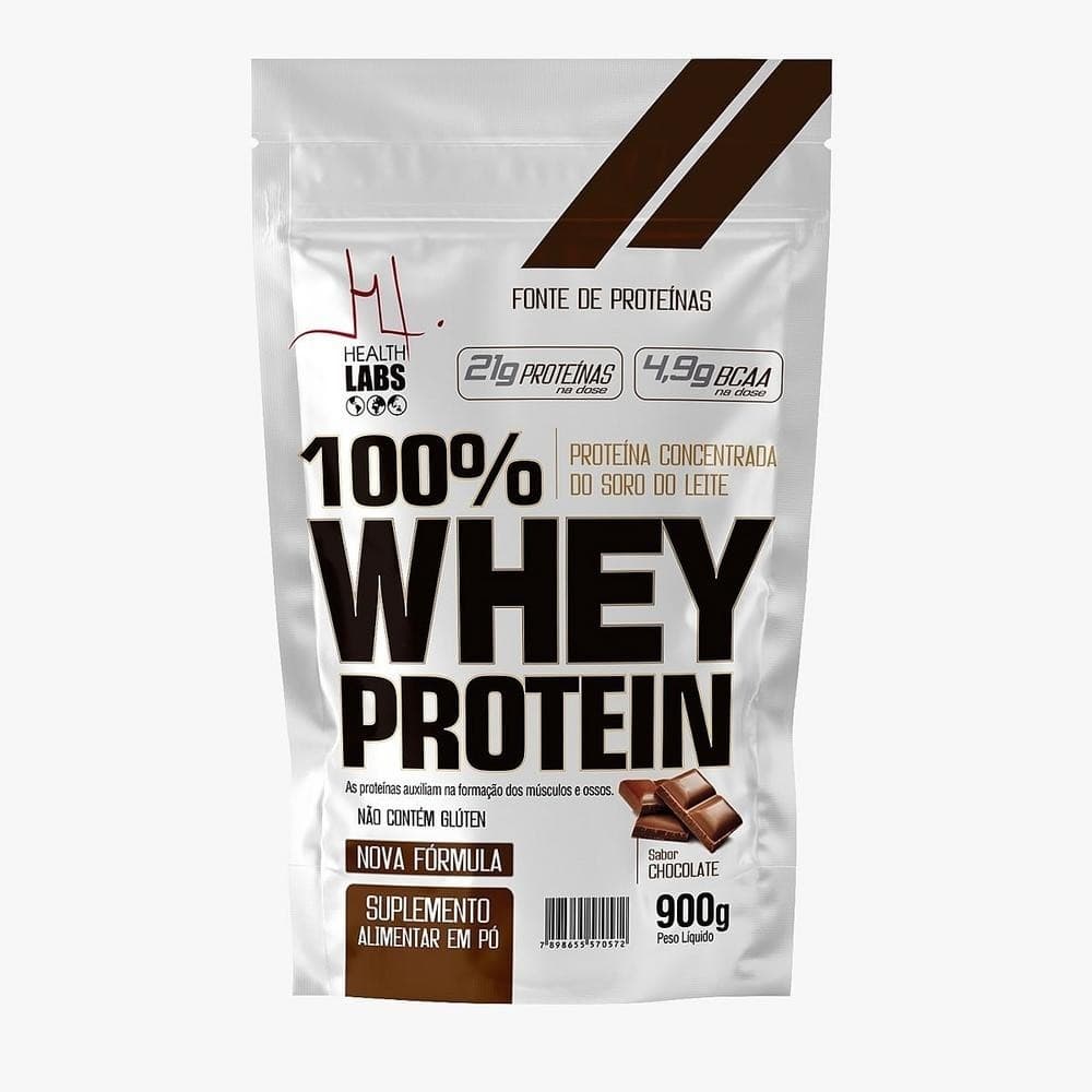 100% Whey Protein Pouch Health Labs Sabor Chocolate 900g