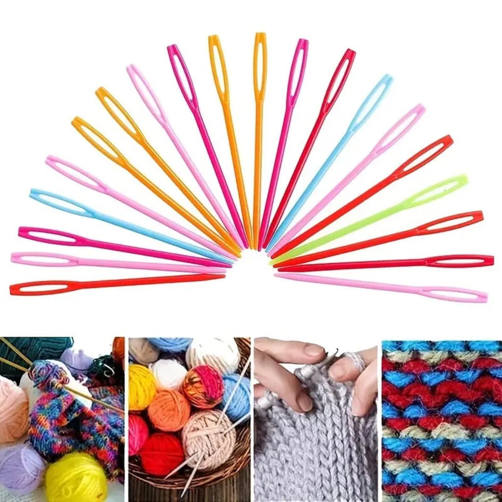 Kit 10 agulhas plástica crochê tricô 7/9mm lã bonecas amigurumi cores sortidas