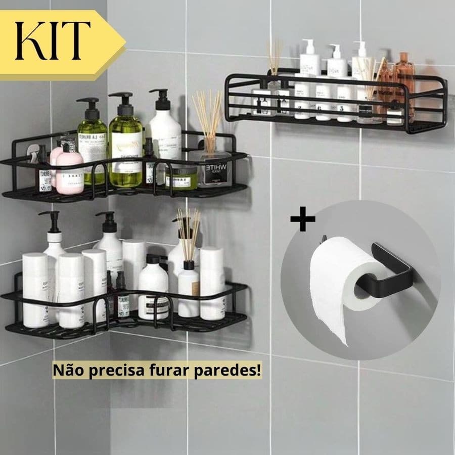 1/2/4 Prateleiras Suportes De Banheiro Metal Adesivo Organizador De Parede Sabonete Shampoo Condicionador E Papel