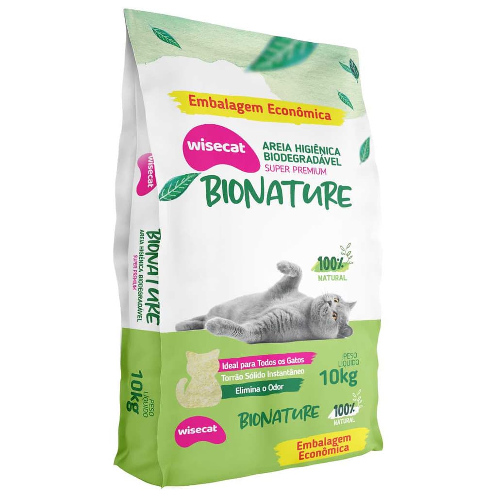 Areia Sanitária Para Gatos Wisecat Bionature 10kg