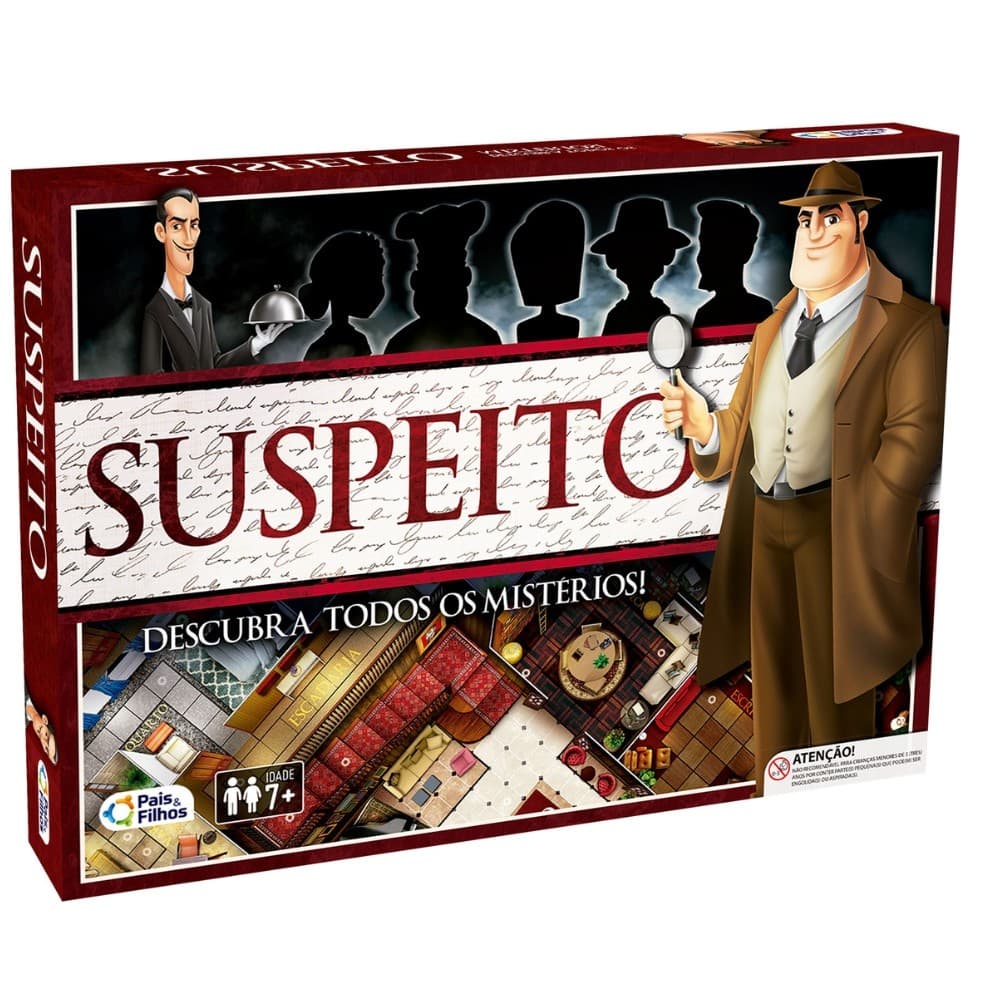 JOGO DE TABULEIRO SUSPEITO PAIS E FILHOS BRINQUEDO DETETIVE INVESTIGADOR MISTÉRIOS MESA FAMÍLIA DICA