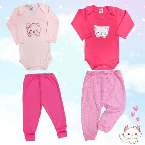 Conjunto body e calça bebê menina - roupa de bebê menina - Tamanho G