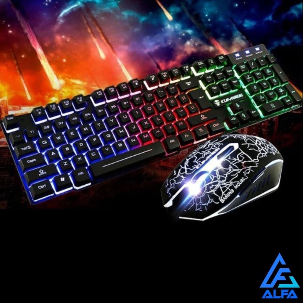 Kit Teclado Semi Mecânico + Mouse Gamer Com Led Para Jogos Km680 Games Rgb