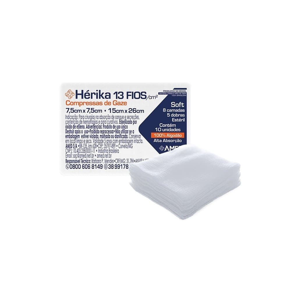 Kit 50 - Compressa Gaze Estéril Herika13 Fios Anvisa