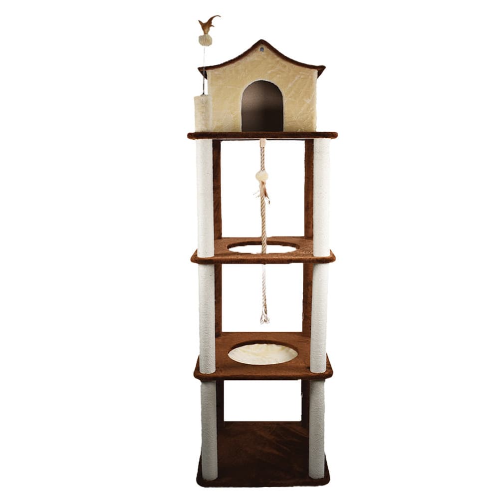 Arranhador Grande Brinquedo Pet Para Gatos Torre 4 Andares + Casinha American Pets