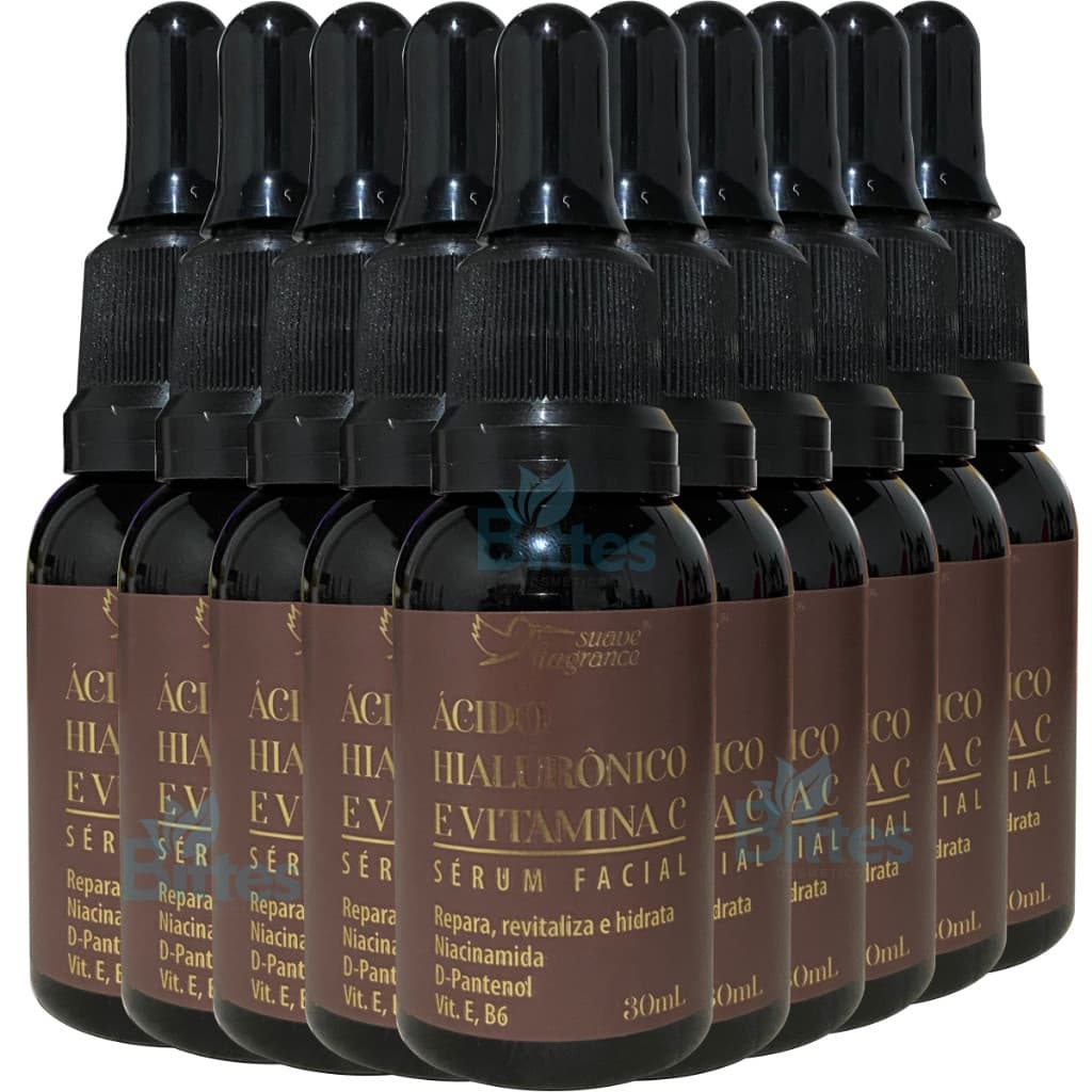 10 SÉRUM FACIAL ÁCIDO HIALURÔNICO E VITAMINA C SUAVE FRAGRANCE COSMÉTICOS HIDRATA FACIAL