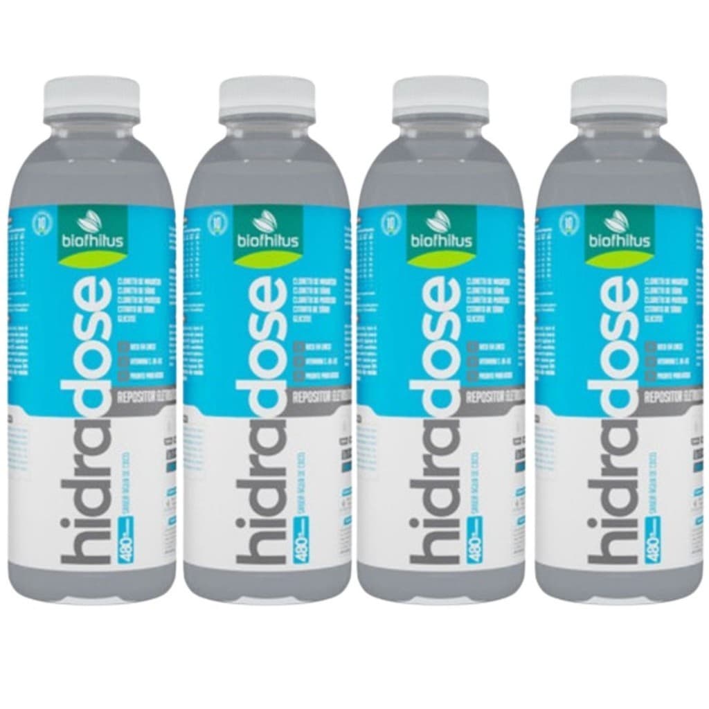 Kit 4 Hidradose Água de Coco Repositor Eletrolítico 480mL Biophitus