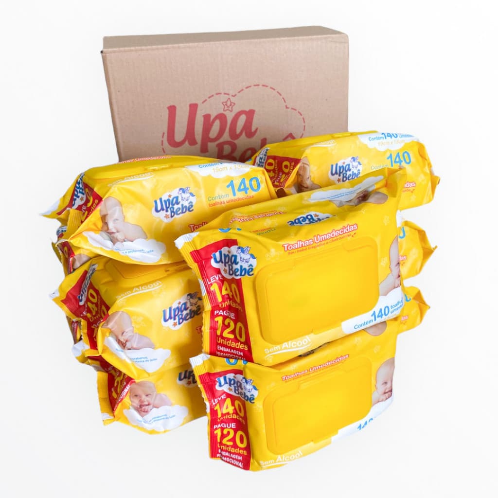 Kit 1400 toalhas umedecidas Upa bebê 140 ((CAIXA 10 UNIDADES)) sem álcool