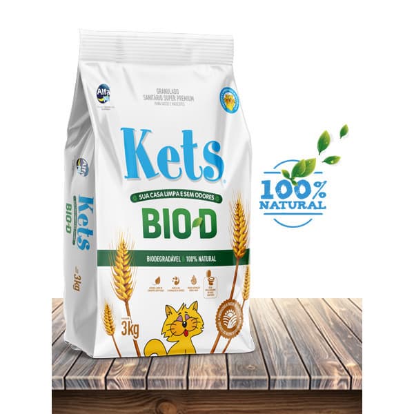 Alfa Pet Areia Higiênica Kets Biodegradável para Gatos - 3 Kg