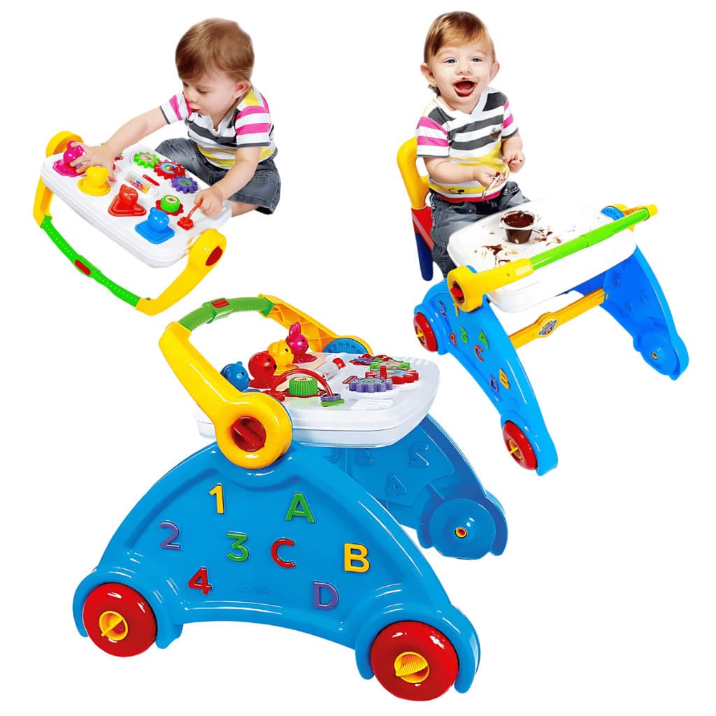 Andador Didático Infantil para Bebê Musical 3 Em 1 Múltiplás Funções C/ Som Animais Bandeja C/ Base Lavável