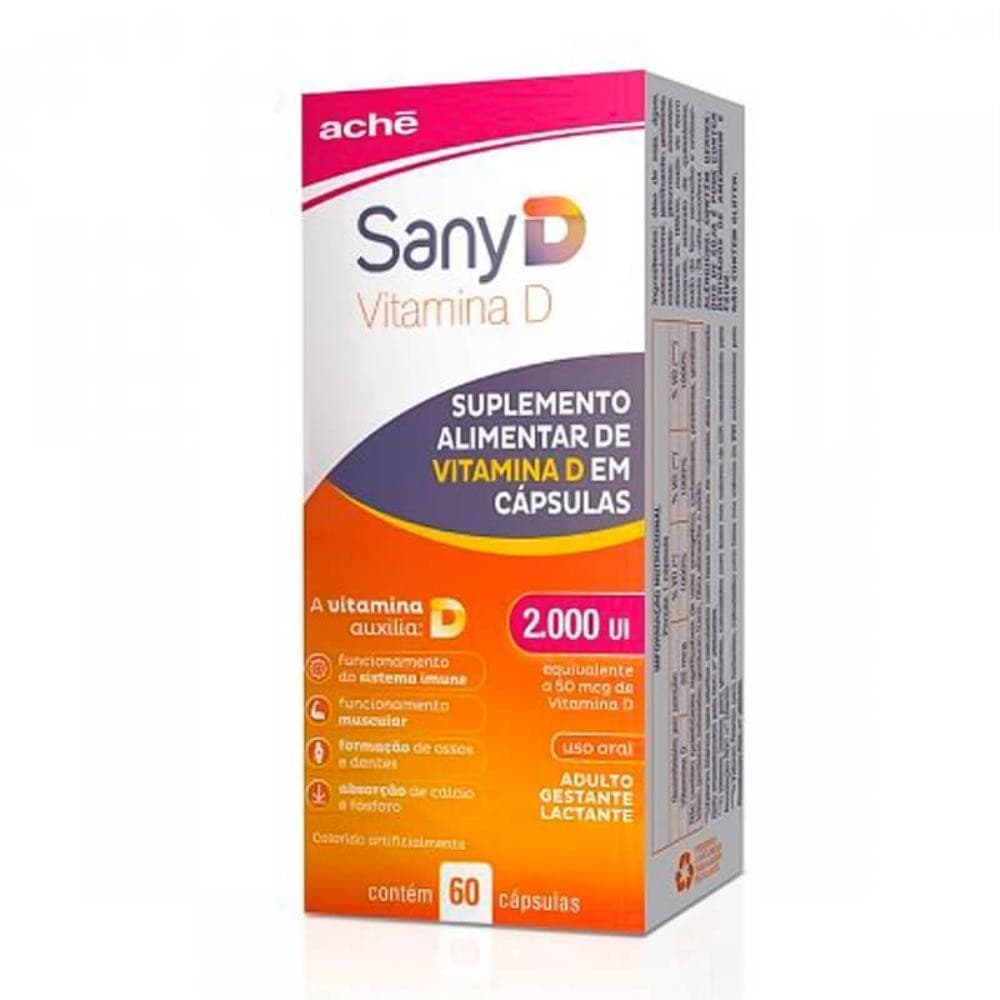 Suplemento Alimentar Vitamina D 2.000UI Sany D Com 60 Cápsulas Para Sistema Imune e Muscular