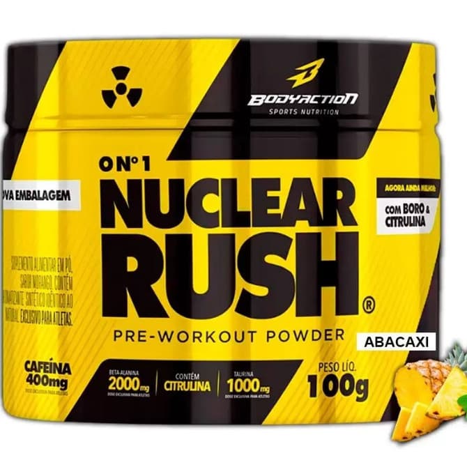 PRE TREINO NUCLEAR RUSH BODY ACTION 100G - Nova Embalagem e Nova Fórmula!