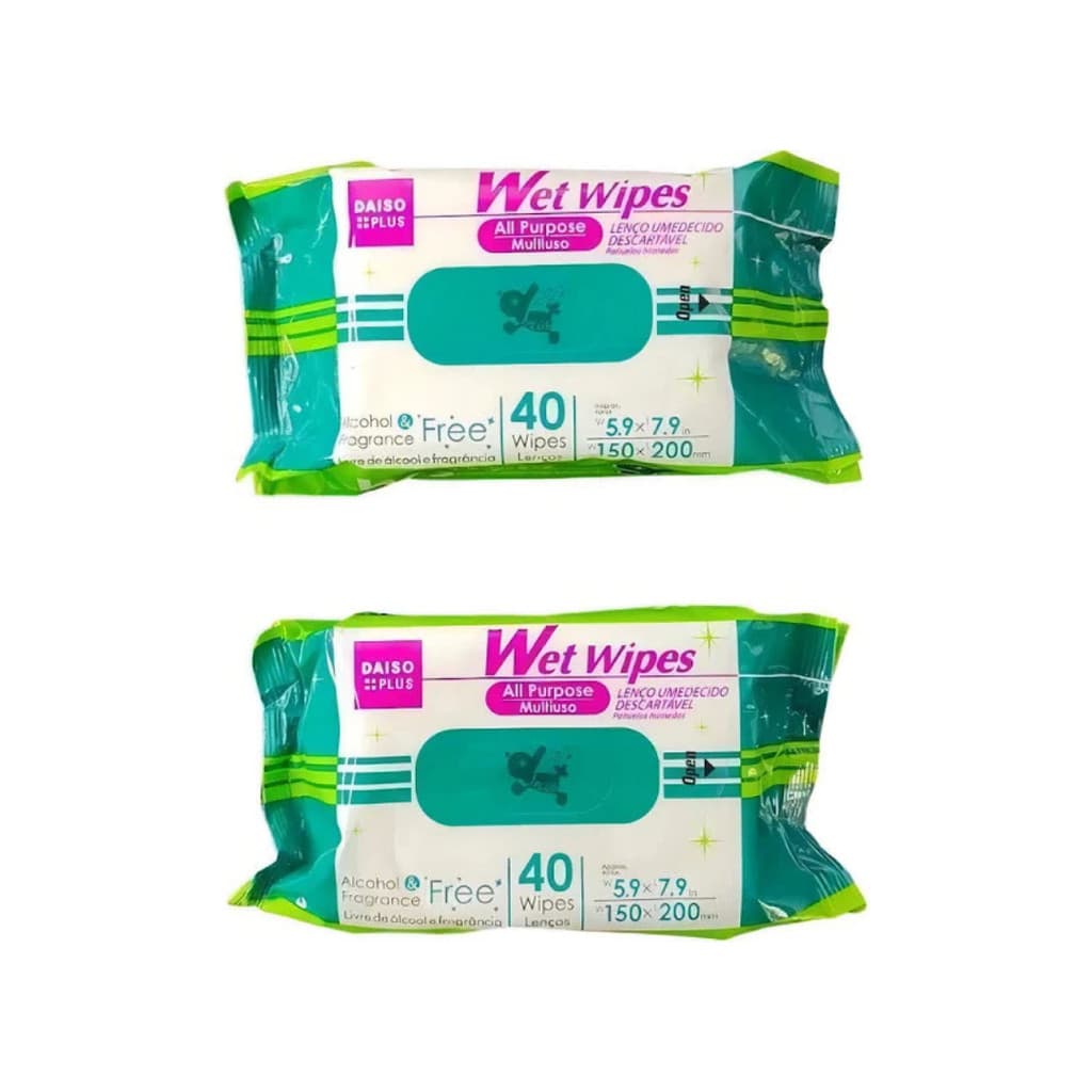 Lenço Umedecido Sem álcoo e Sem Fragrância - 2 Pacotes com 40 unidades
