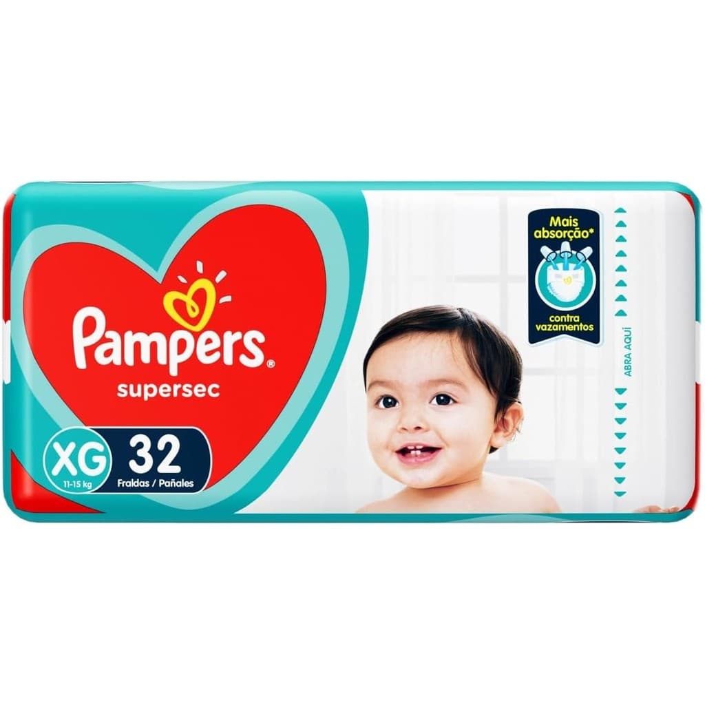 FRALDA DESCARTAVEL PAMPERS SUPERSEC XG COM 32 UNIDADES