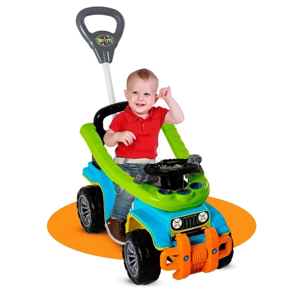 Carrinho de Brinquedo para Passeio Jip Jip Andador Infantil Empurrador Quadriciclo Bebê Criança