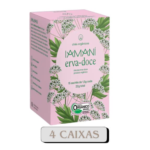 Chá Orgânico Erva Doce Chá 4 caixas - Iamaní 15 Sachês