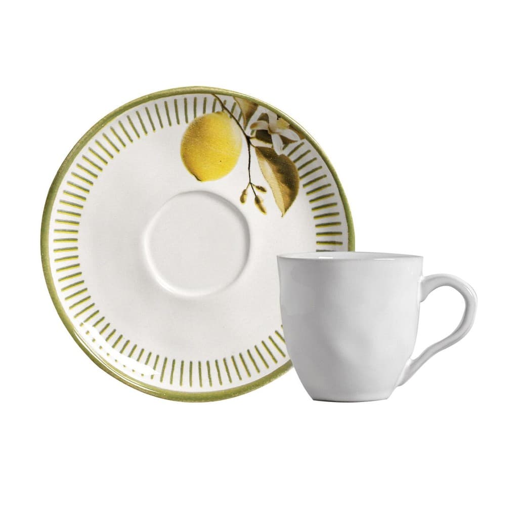 Conjunto com 6 Xícaras De Chá Orgânico 170ml com 6 Pires Bio Lemon