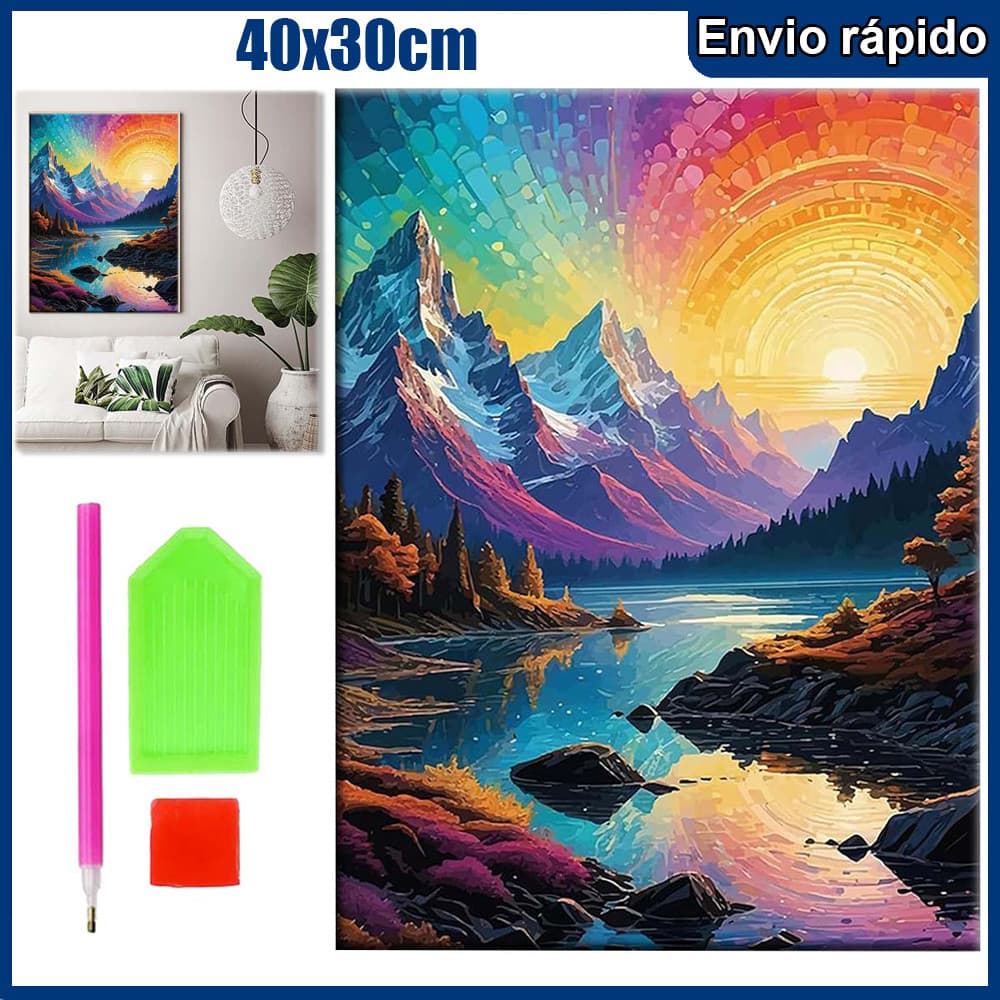 40x30cm Montanha do Nascer do Sol Pintura Diamante 5D Pintura de Diamante Kits De Pintura Diamante Para Adultos Quadrado
