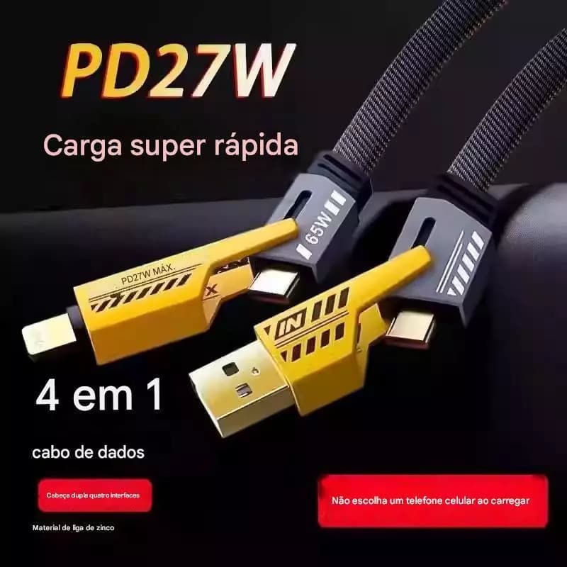 Cabo rápido 4em1de carregamento Tipo C PD carregamento rápido 27W/65W