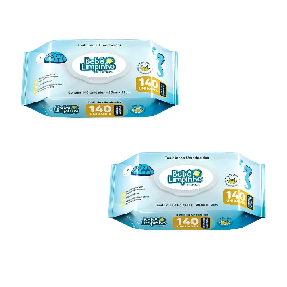 2x Lenço Umedecido Bebê Limpinho 140 Folhas - Cimed