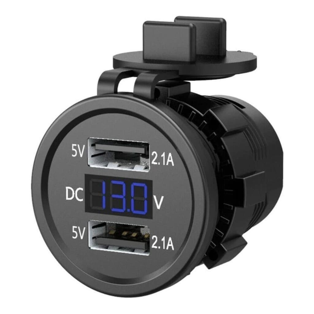 Tomada Carregador Usb Veicular C/ Medidor De Bateria Cn1015