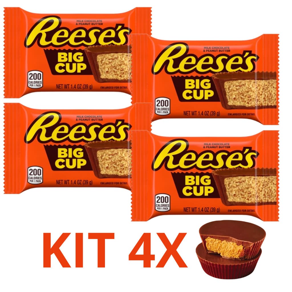 Kit 4 Reeses BIG CUP Chocolate ao Leite com Manteiga de Amendoim Importado dos EUA Reese's 39g