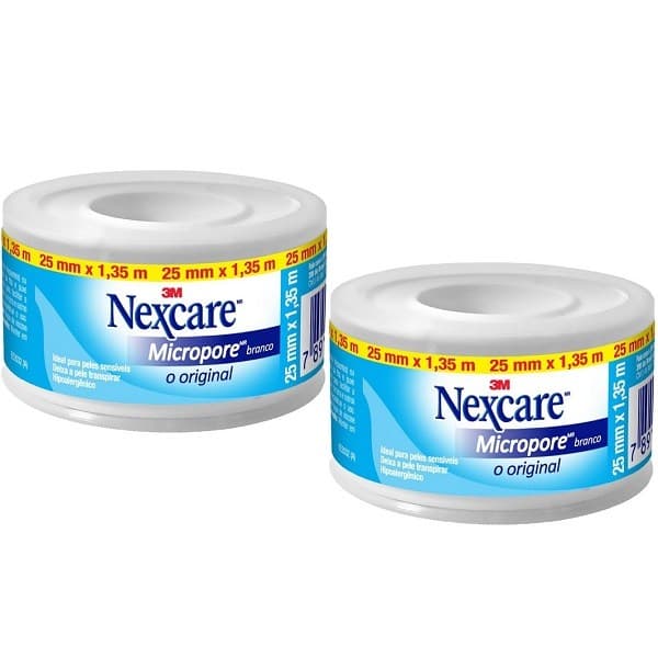 Kit com 2 Curativo Nexcare Micropore 25MM X 1,35M Branco