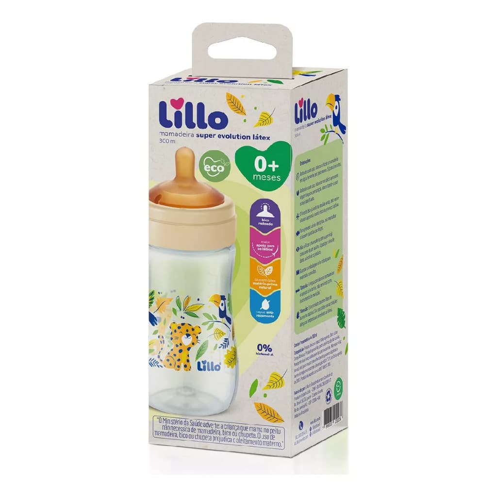 Mamadeira Super Evolution Com Bico Em Látex 300ml 0m+ Lillo 637001