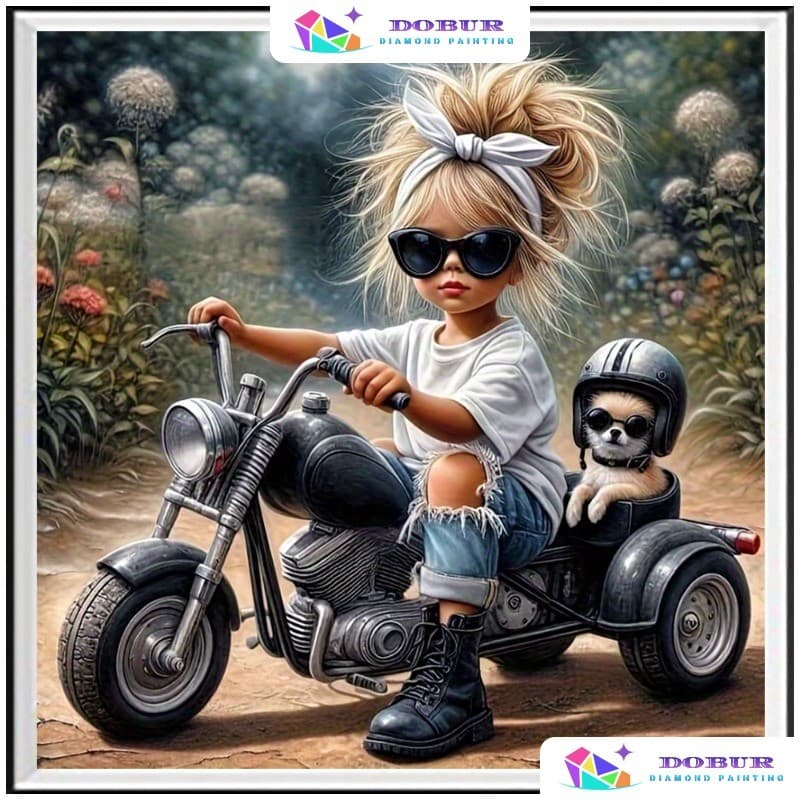 DOBUR | Conjunto De Pintura De Diamante 5D DIY-Padrão De Bicicleta Para Meninas , Arte Em Mosaico Sem Moldura , Presente
