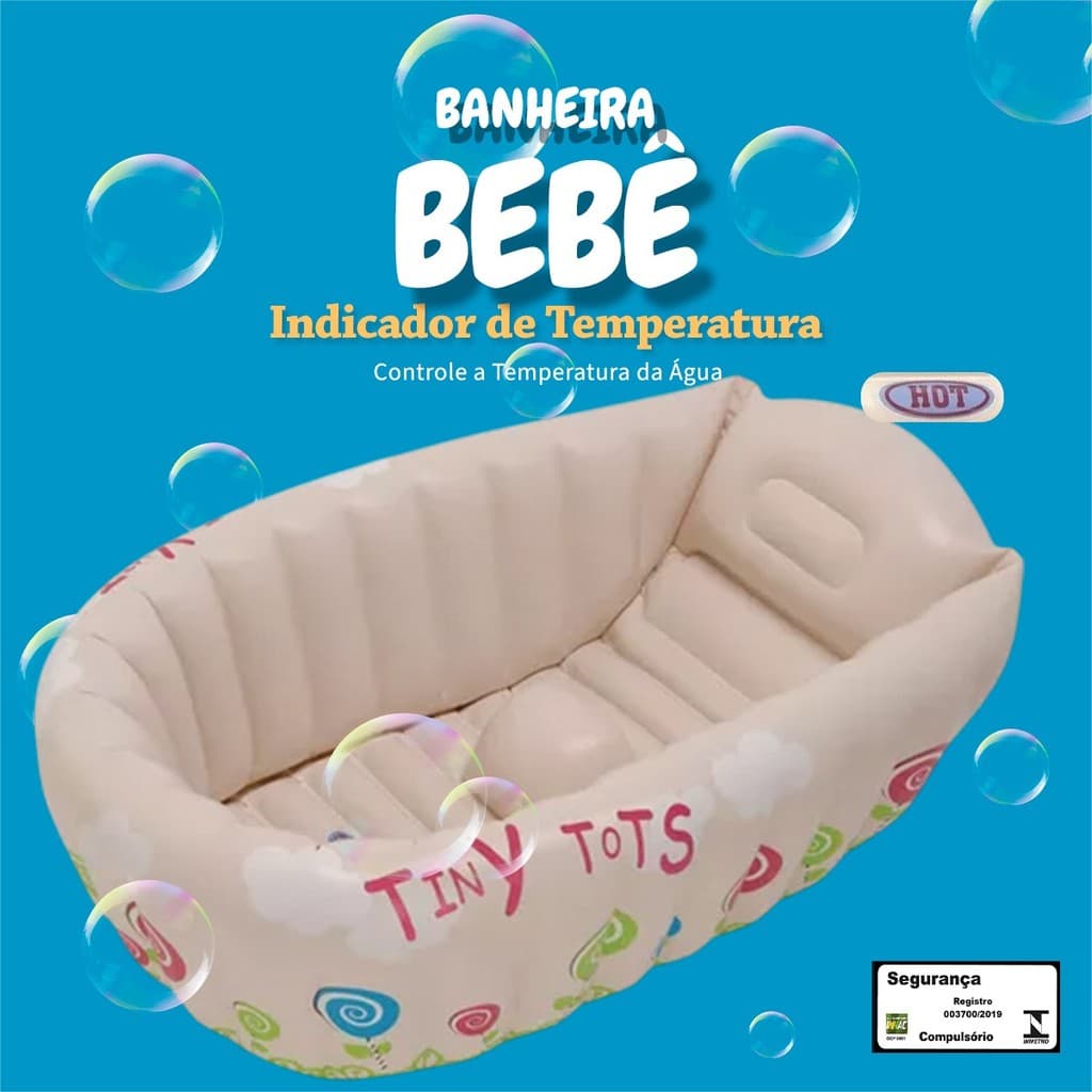 Banheira Bebê Portátil Banheira Inflável Infantil 55 Litros Banheira Para Banho Do Bebê Love - Mor