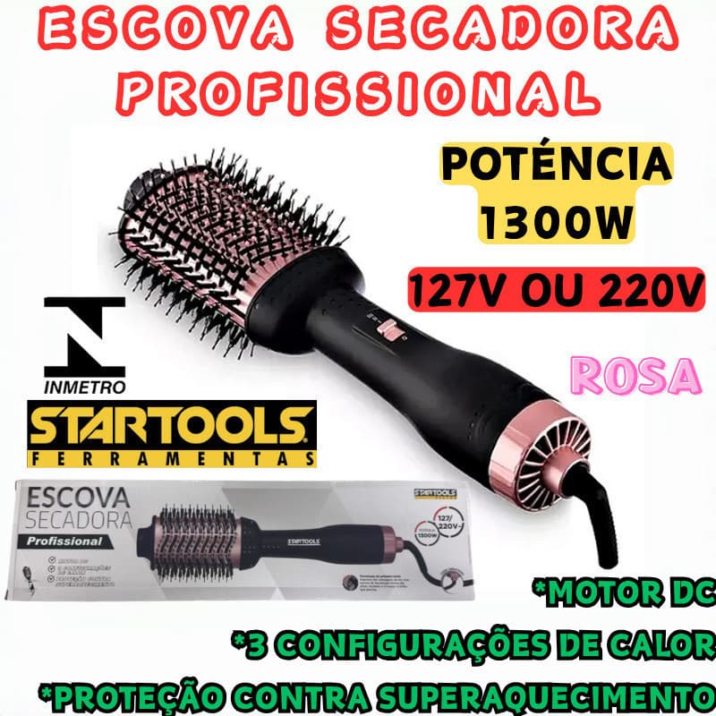 Escova Cabelo Secadora Profissional Proteção Contra Superaquecimento127 Ou 220V Poténcia1300W Motor