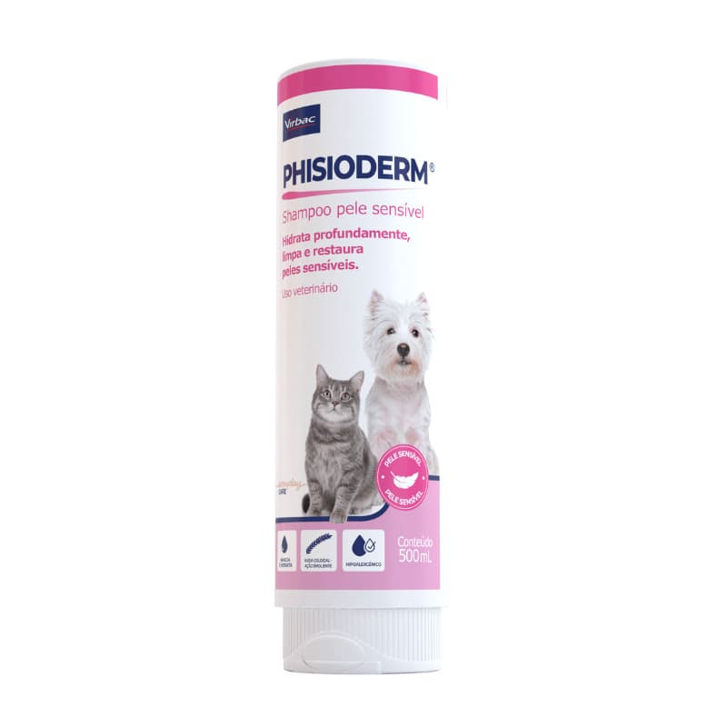 Phisioderm® Shampoo Pele Sensível | Virbac 500ml - Shampoo para Cães e Gatos